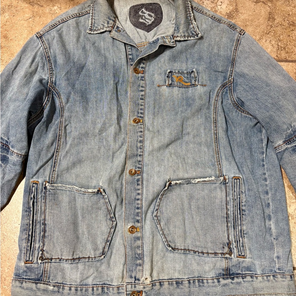 Vintage Rocawear Denim Chore Jacket Y2K RW Logo Jay-Z Hip Hop Workwear Men’s XL
